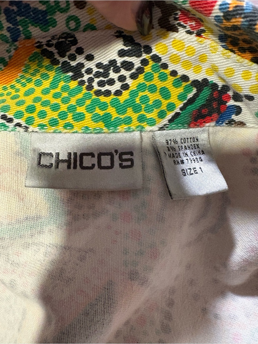 Chico's Multicolor Abstract Print Button-Front Shirt Jacket - Picture 2 of 6